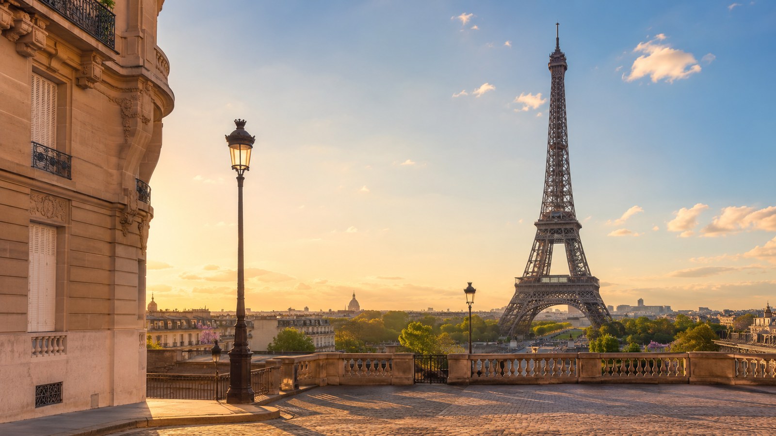 Eiffel Tower in Paris at golden hour